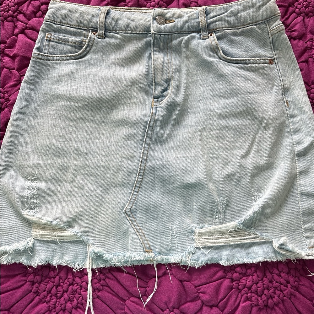 Denim Distressed Skirt